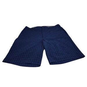Men's PGA Tour Golf Shorts. Size 40 Blue Plaid Pattern Performance Flat Front‎